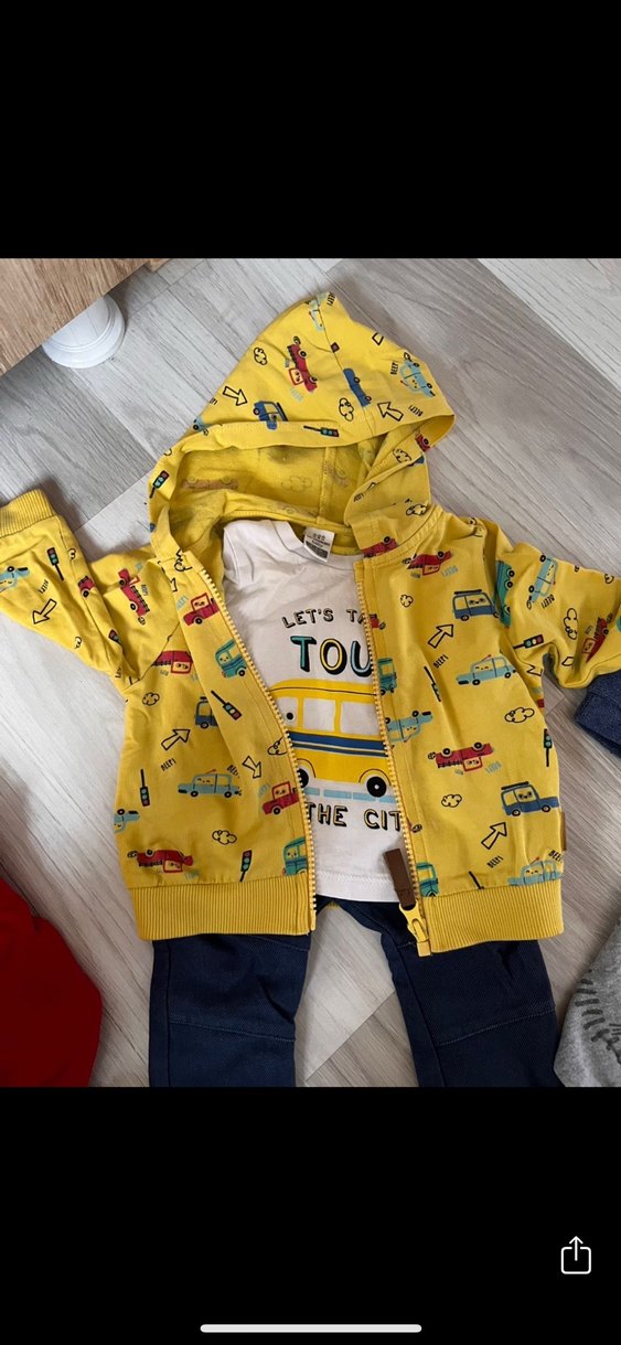 Kırmızı Kapüşonlu Denim Erkek Bebek Takımı - Görsel 3