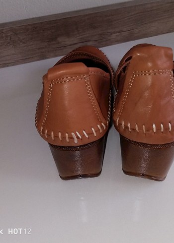 Taba Deri Kadın Dolgu Topuklu Babet - Görsel 3