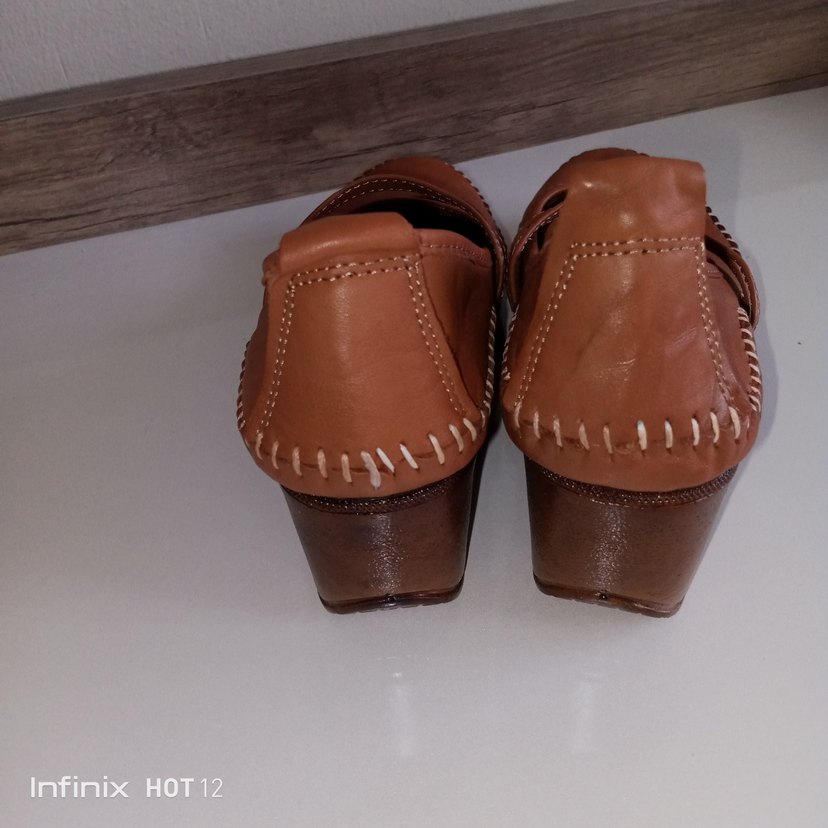 Taba Deri Kadın Dolgu Topuklu Babet - Görsel 3