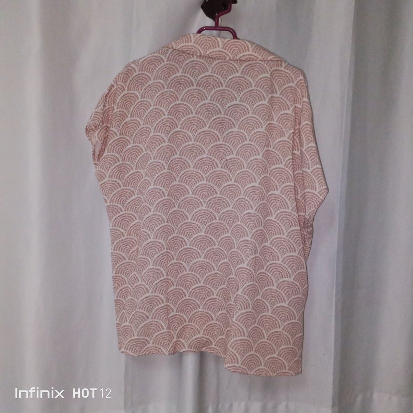 Kahverengi Desenli Keten Kadın Gömlek - Görsel 2