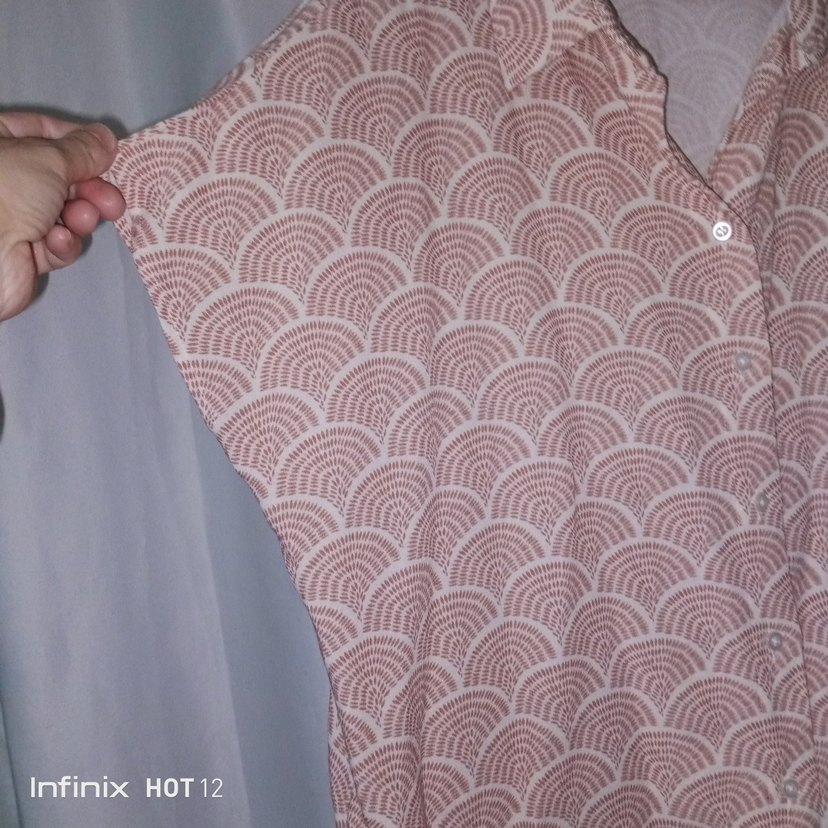 Kahverengi Desenli Keten Kadın Gömlek - Görsel 3