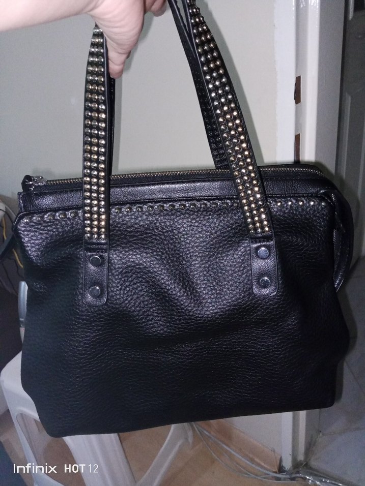 Siyah Parlak Deri Gotik Kadın Çanta - Görsel 2