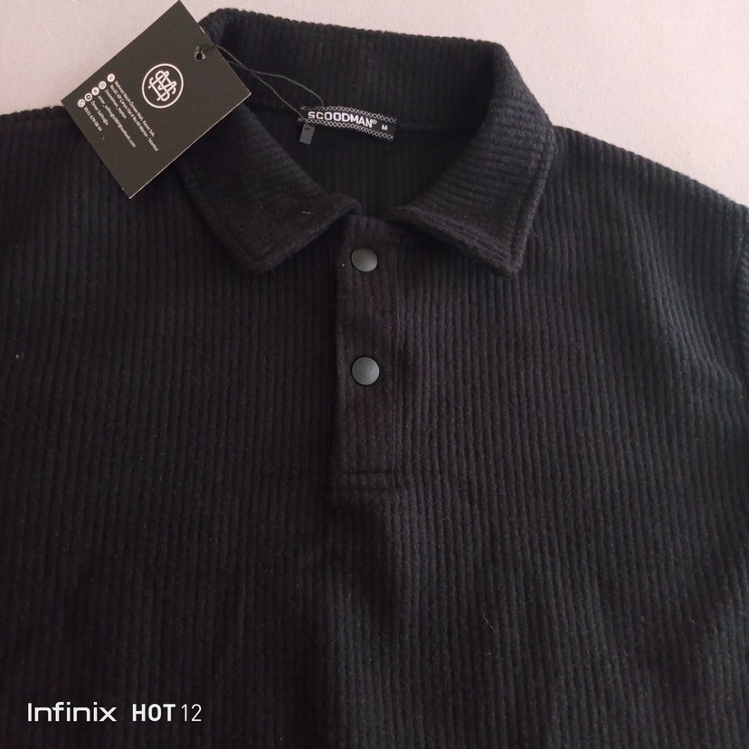 Erkek Siyah Uzun Kollu Polo Tişört - Görsel 2