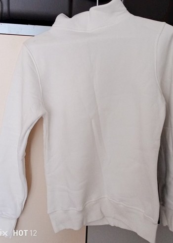 Erkek Beyaz Fermuarlı Sweatshirt - Görsel 3