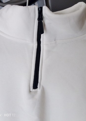 Erkek Beyaz Fermuarlı Sweatshirt - Görsel 2