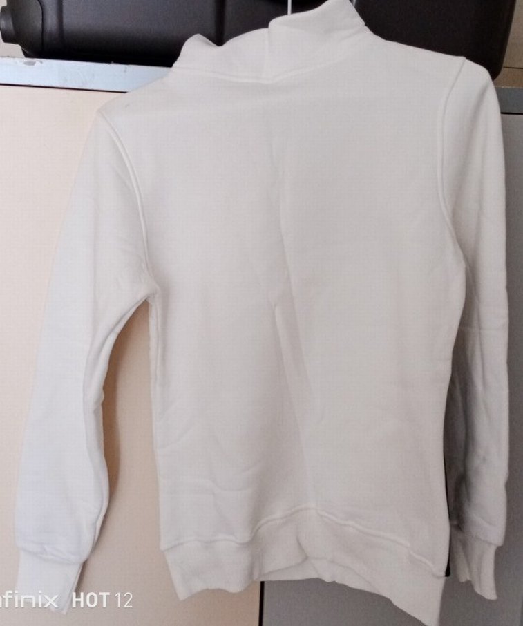 Erkek Beyaz Fermuarlı Sweatshirt - Görsel 3