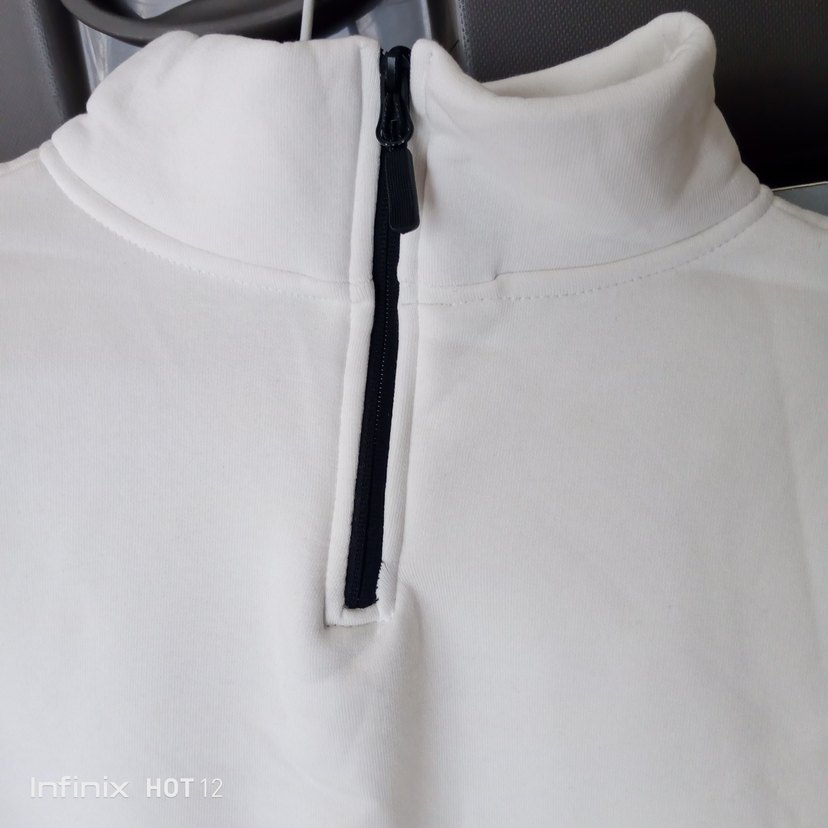 Erkek Beyaz Fermuarlı Sweatshirt - Görsel 2