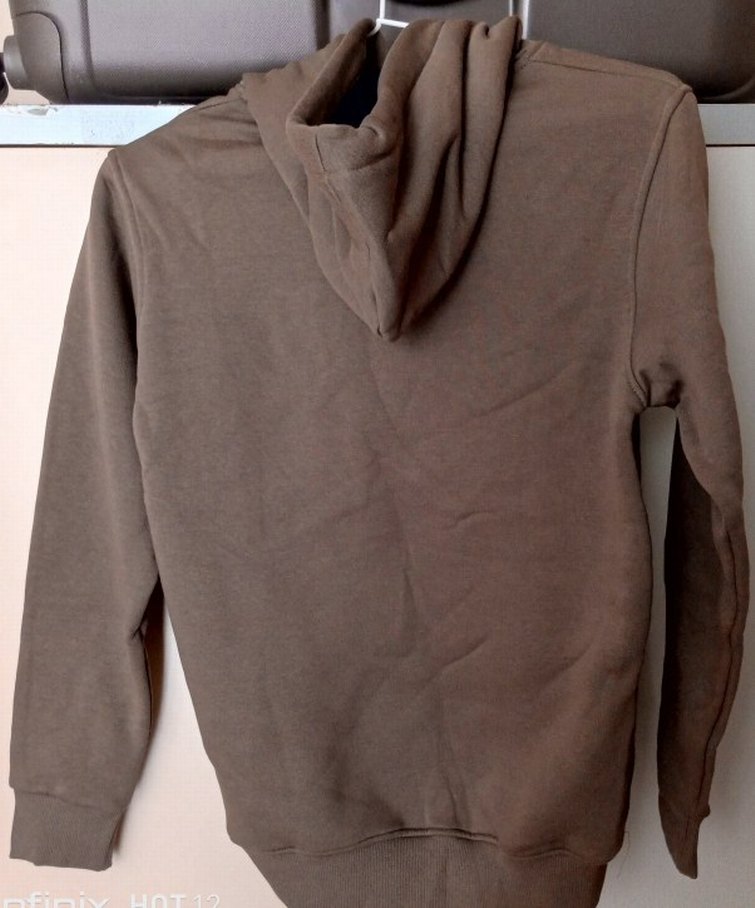 Kapüşonlu yeşile çalan kahverengi tonunda  Erkek Sweatshirt - Görsel 2