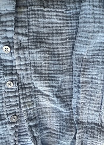 Kız Çocuk Mavi Keten Gömlek - Görsel 3