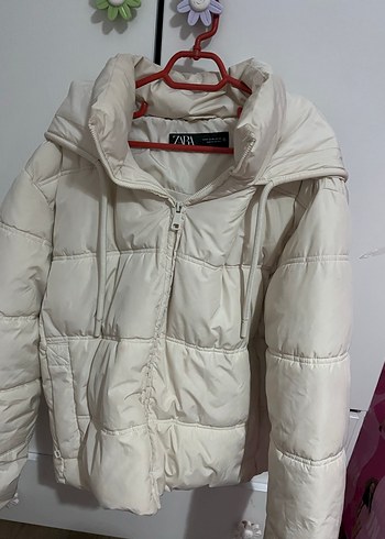 Beyaz Kadın Midi Mont, Fermuarlı, Yüksek Yaka - Görsel 3