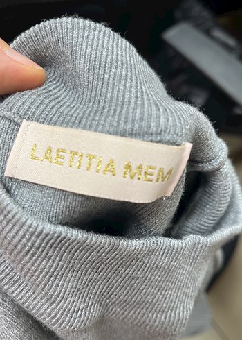 Gri Yüksek Yakalı Triko kazak - Görsel 4