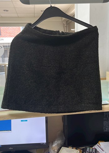 Kadın koyu yeşil Triko Mini Etek - Görsel 2