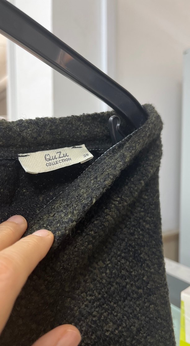 Kadın koyu yeşil Triko Mini Etek - Görsel 3