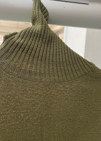 Kadın Haki Boğazlı Yün Kazak - Görsel 3