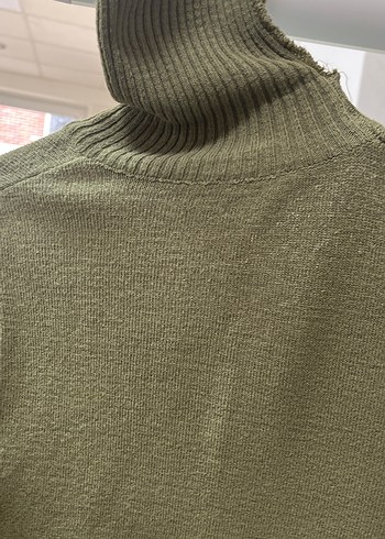 Kadın Haki Boğazlı Yün Kazak - Görsel 4