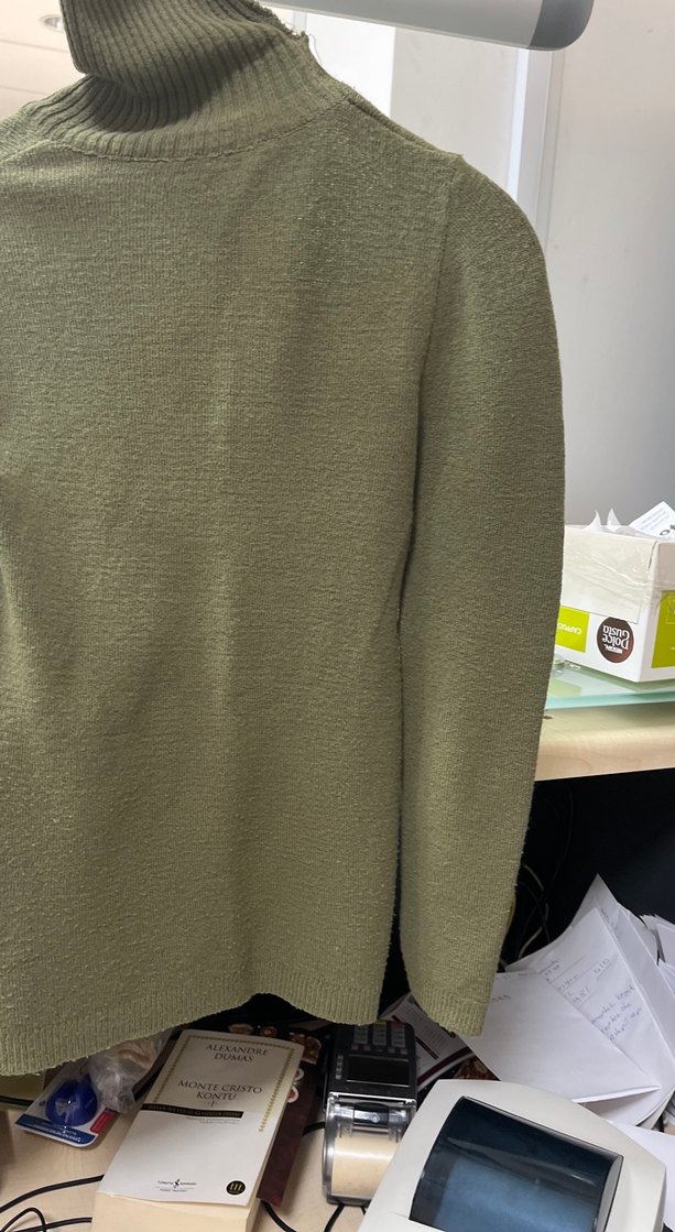 Kadın Haki Boğazlı Yün Kazak - Görsel 5