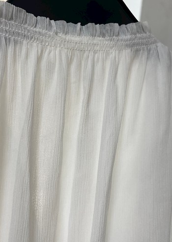 Beyaz Kolsuz V Yaka  Bluz - Görsel 4