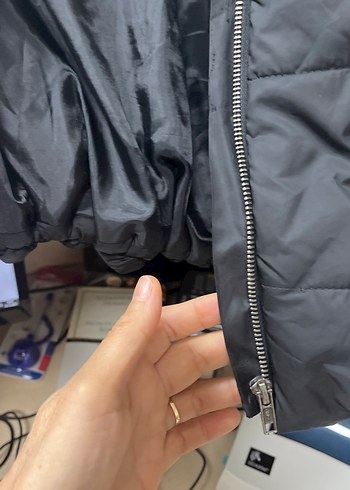 Kadın Siyah Fermuarlı Dik Yaka Mont - Görsel 5