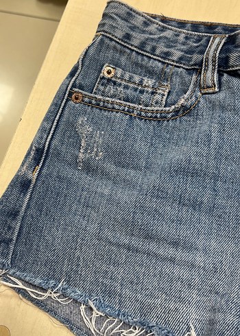 Kadın Mavi Denim Mini Şort - Görsel 3