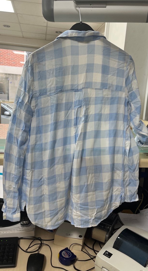 Mavi Ekoseli Pamuklu Kadın Gömlek - Görsel 5