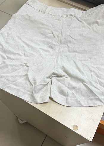 Kadın Beyaz Keten Mini Şort - Görsel 4