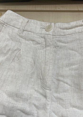 Kadın Beyaz Keten Mini Şort - Görsel 2