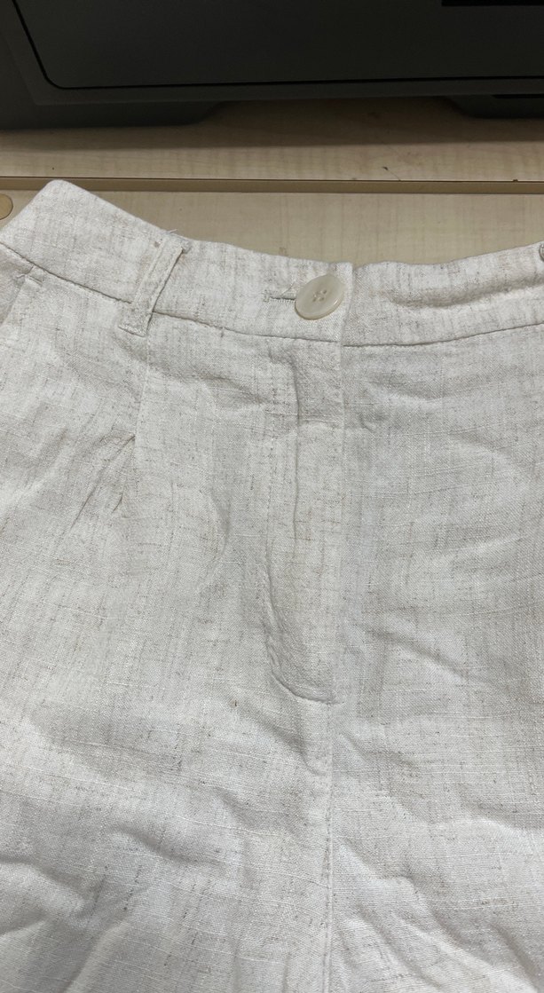 Kadın Beyaz Keten Mini Şort - Görsel 2