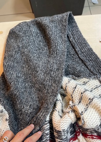 Gri Desenli Uzun Kollu Triko Hırka - Görsel 7