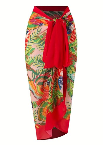 Çiçek Desenli mayo pareo takım - Görsel 3