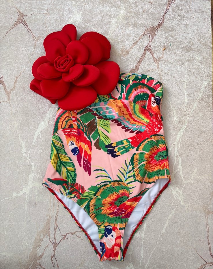 Çiçek Desenli mayo pareo takım - Görsel 4