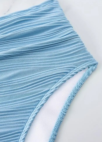 Mavi Pliseli Mini Bikini Takımı - Görsel 4