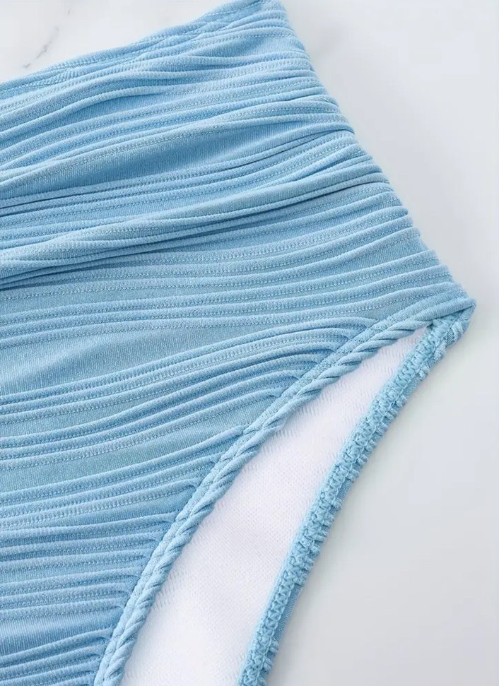 Mavi Pliseli Mini Bikini Takımı - Görsel 4