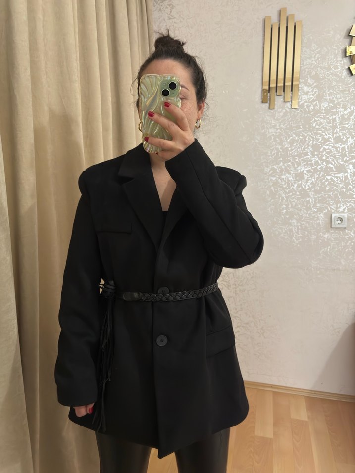 Siyah Süet blazer ceket - Görsel 2