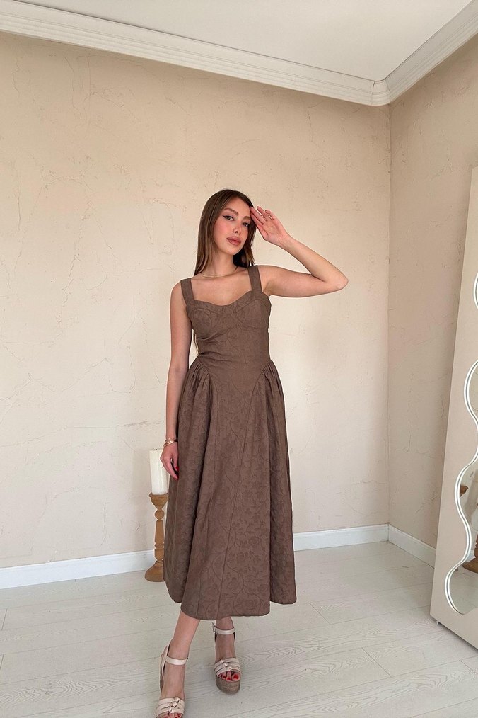 Kalp yaka midi elbise - Görsel 2