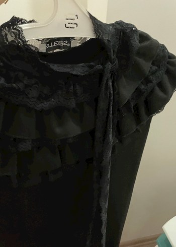 Fırfırlı Siyah Gotik Uzun Abiye Elbise - Görsel 3