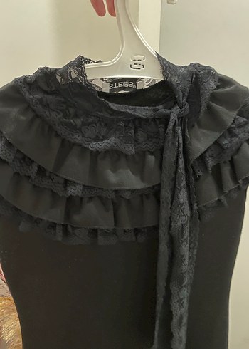 Fırfırlı Siyah Gotik Uzun Abiye Elbise - Görsel 4