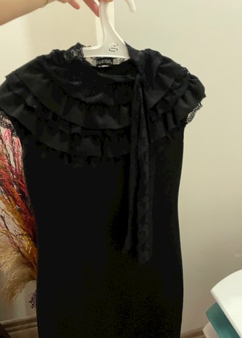 Fırfırlı Siyah Gotik Uzun Abiye Elbise - Görsel 5