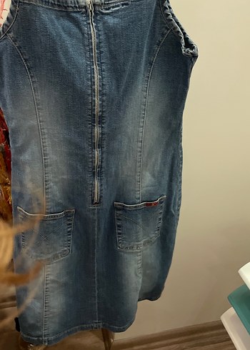 Askılı kot Midi Elbise - Görsel 3