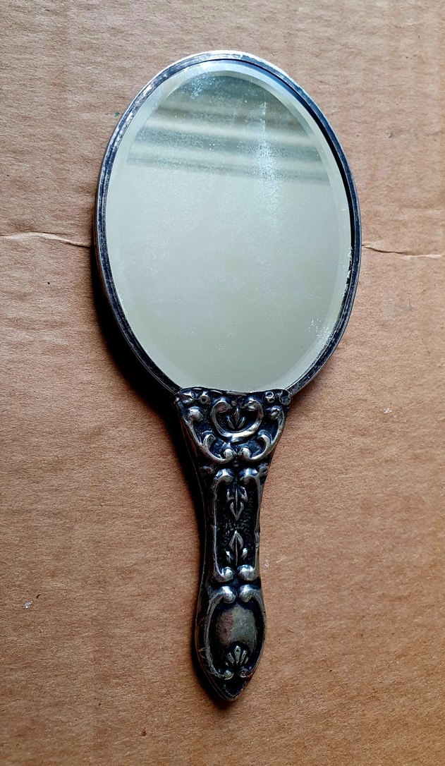 Gümüş Vintage Parlak El Aynası - Görsel 2