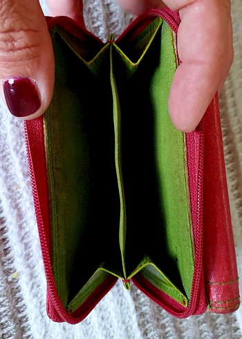 Cimarron Marka Nakışlı Kırmızı Deri Kadın Cüzdan - Görsel 4