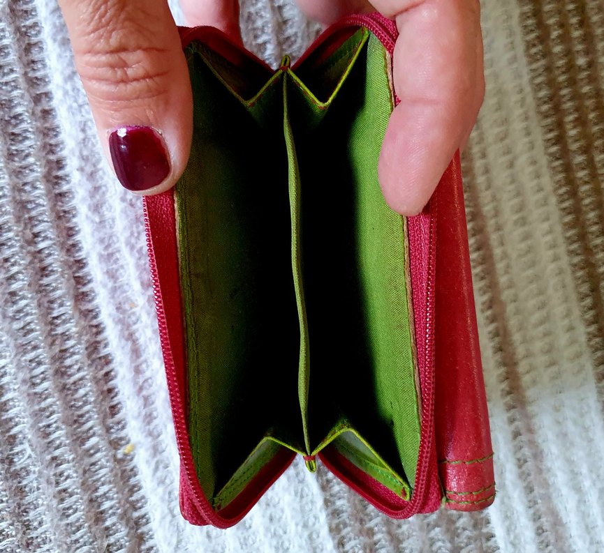 Cimarron Marka Nakışlı Kırmızı Deri Kadın Cüzdan - Görsel 4