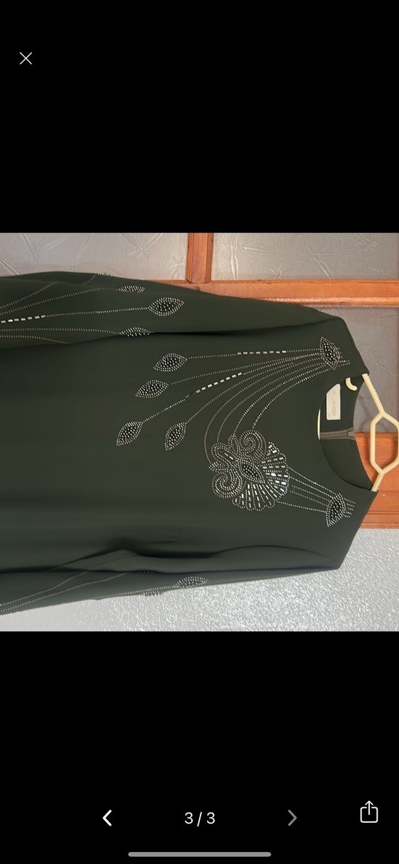 Yeşil Nakışlı Uzun Kollu Elbise - Görsel 3