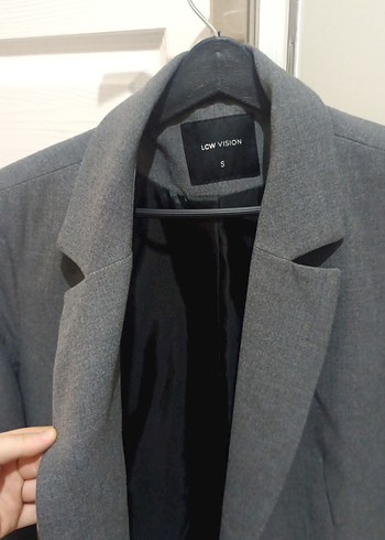 Gri Kadın Blazer Ceket Düğmeli - Görsel 3