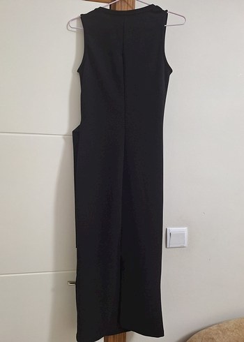 Siyah Kemer Detaylı Uzun Kadın Elbise - Görsel 4