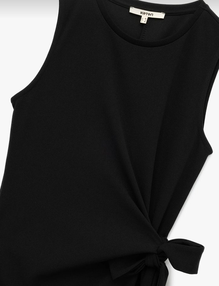 Siyah Kemer Detaylı Uzun Kadın Elbise - Görsel 2