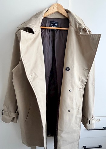 Bej Deri Midi Trençkot - Görsel 4