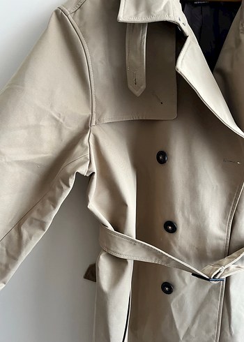 Bej Deri Midi Trençkot - Görsel 3
