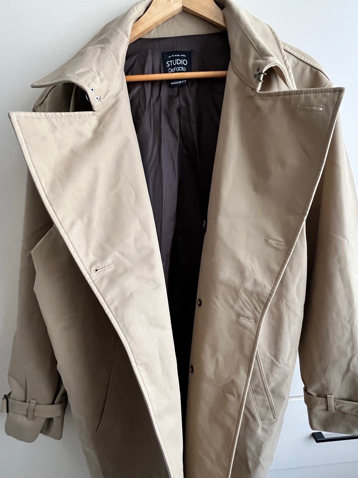 Bej Deri Midi Trençkot - Görsel 5