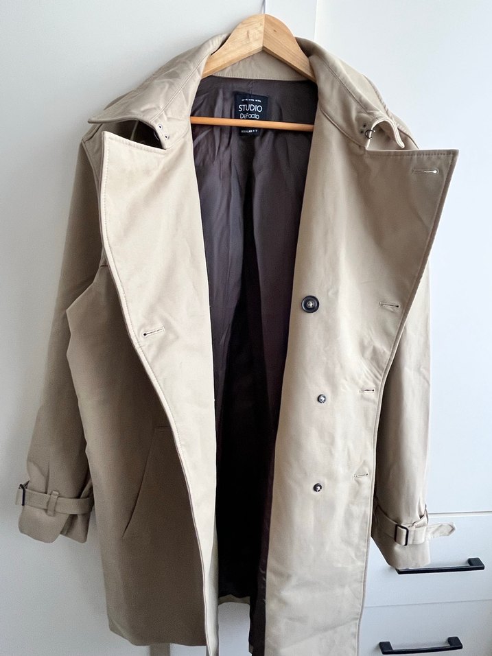 Bej Deri Midi Trençkot - Görsel 4