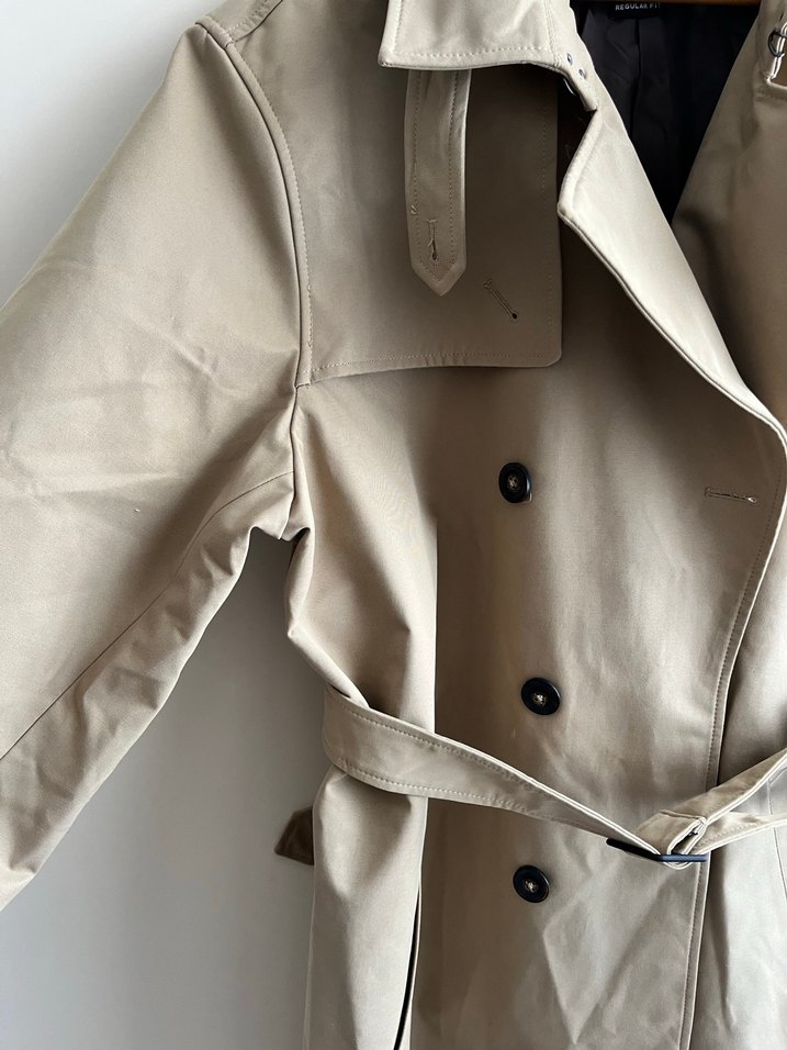 Bej Deri Midi Trençkot - Görsel 3